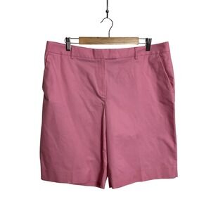 Brooks Brothers 346 Size 16 Flat Front Pink Cotton Bermuda Shorts Pockets Preppy